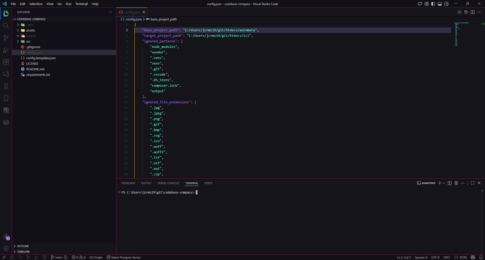 Demostración de Codebase Compass en la terminal